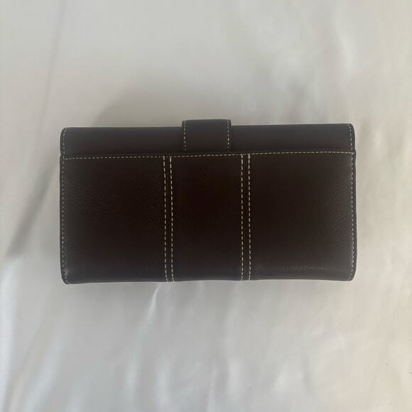 Kate Spade Brown Leather Checkbook Wallet ID Card Holder Coin Purse Folding - Picture 4 of 17